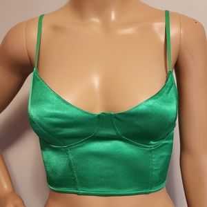 NWOT Zara Shiny Green Crop Top/ Bustier